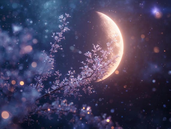 Ethereal Moon Wall Art Printable Celestial Night Sky Fantasy Lunar Glow Minimalist Aesthetic Space Decor Digital Download