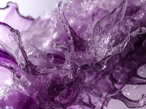 Purple Splash Abstract Wall Art Printable Fluid Acrylic Paint Modern Color Burst Minimalist Home Decor Digital Download