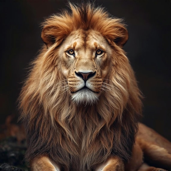Lion Portrait Wall Art Printable Majestic Wildlife Animal King of Jungle Realistic Nature Decor Digital Download