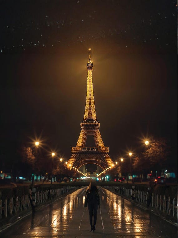 Eiffel Tower Paris Wall Art Printable, Cinematic Travel Photography Print, Romantic French Home Decor, Elegant Digital Download