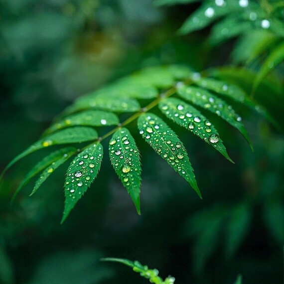 Dew Covered Leaf Wall Art Printable Nature Macro Photography Botanical Minimalist Green Aesthetic Home Decor Digital Download