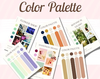 Paleta kolorów marki z kodami szesnastkowymi | Szablon palety kolorów Canva | Szablon tablicy inspiracji | Kolory marki dla firm | Pobieranie cyfrowe