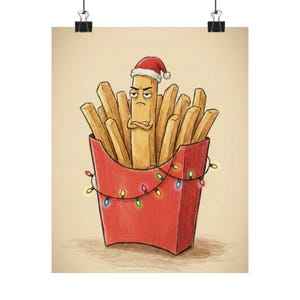 Grumpy Christmas Pommes Poster Matt Vertikaler Druck | Urlaub Essen Kunst