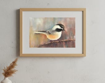 Chickadee Fine Art Bird Print Gift for Art Collector Bird Lover