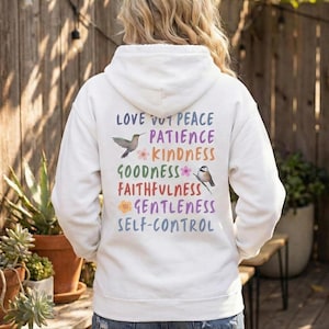 Christian Bird Hoodie Nature Design Inspirational Cozy Fleece Spiritual Sweatshirt Faith Fruit Inspired Scripture Graphic Religious Apparel