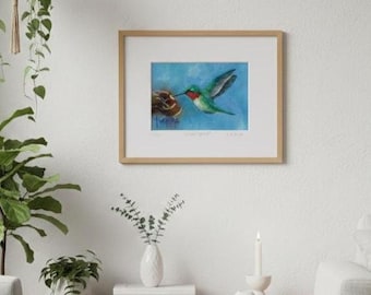 Hummingbird Limited Edition Fine Art Bird Print Gift for Art Collector Bird Lover Gift Shelf Art