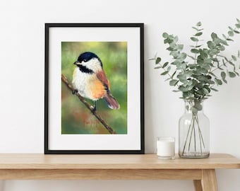 Limited Edition Art Chickadee Print Fine Art Bird Gift for Powder Room Art Collector Bird Lover Gallery Wall Shelf Art