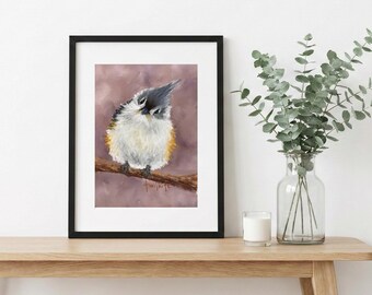 Tufted Titmouse Art Print Reproduction Signed Artist Wildlife Artwork Matted Ready Frame Display Wall Decor Bird Illustration Fine Art