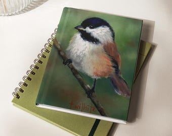 Chickadee Bird Journal Writing Notebook Matte Finish Hardcover Diary Nature Inspired Watercolor Art Design Mindful Gift Book Tracker Reading