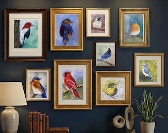 Bird Wall Art Nature Print Gallery Wall Giclee Reproduction Fine Art Soft Pastel Illustration Avian Collection Elegant Office Living Decor