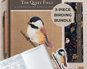 Bird Watching Journal Gift Set Birding Notebook Sticker Bookmark Original Art Chickadee Design Nature Enthusiast Present Idea Mother Day