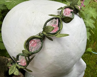Fairy Elven Headband | Festival Nature Flower | Crown Rosepetal Grove Circlet