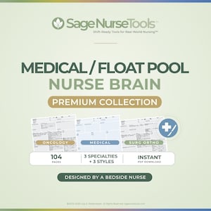 Chirurgische Krankenschwester Gehirn Blatt | Med Surg Report Sheet Bündel | Onkologie Ortho Shift Organizer | Druckbare PDF | Digitaler Download
