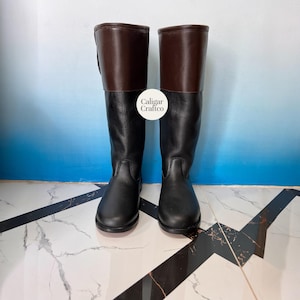 Colonial Leather Tall Boots for Men | Revolutionary War Boots | Knee High Riding Boots | Historical 18th Century Costume | Cosplay Pirate Bo