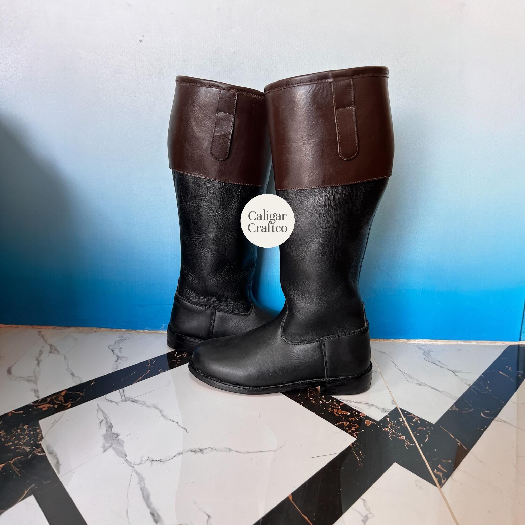 Colonial Leather Tall Boots for Men | Revolutionary War Boots | Knee ...