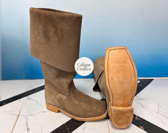 Stivali Jack Sparrow DMTNT Inspired Pirate Boots Handmade | Brown Suede Leather Cosplay Boots | Tall Renaissance Riding Boots