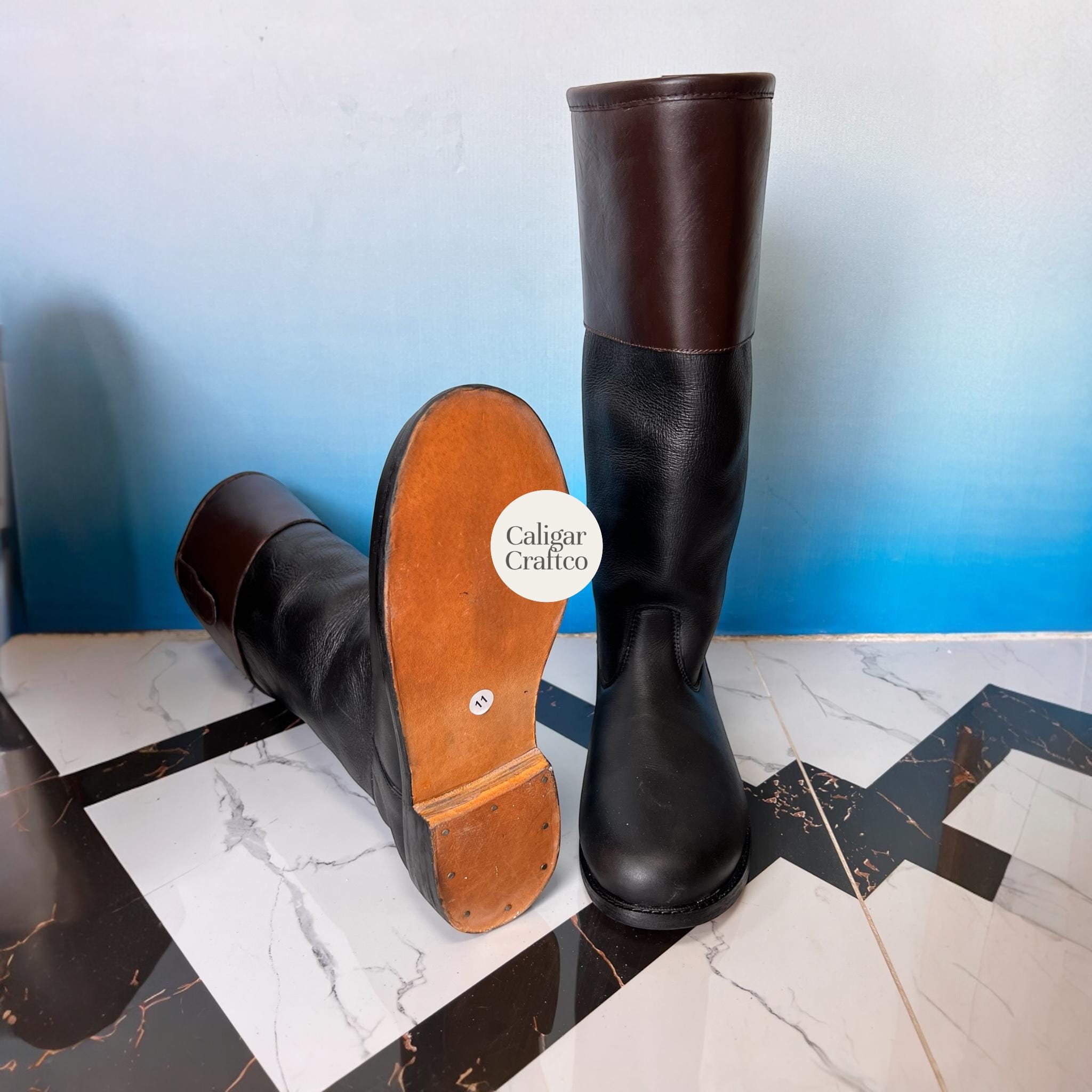 Colonial Leather Tall Boots for Men | Revolutionary War Boots | Knee ...