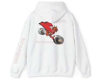 Krampus 2025 Hooded Sweatshirt | Krampus Illustration, Sleeve Print