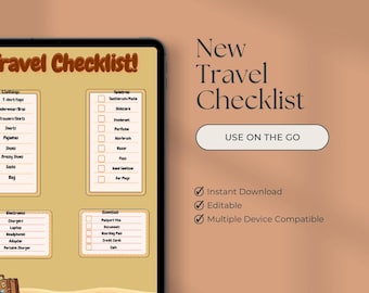 Druckbare Reise-Checkliste | Urlaubs Packliste | Digitaler Download