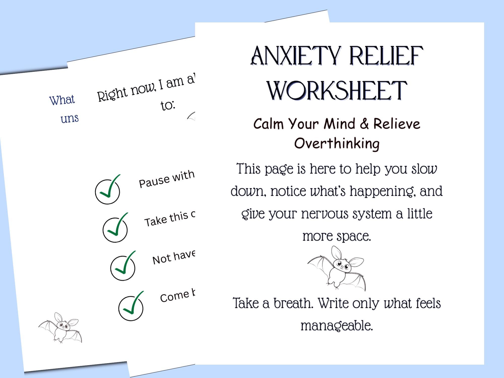 Anxiety Relief Worksheet for Overthinking | Printable Tool to Calm Your ...