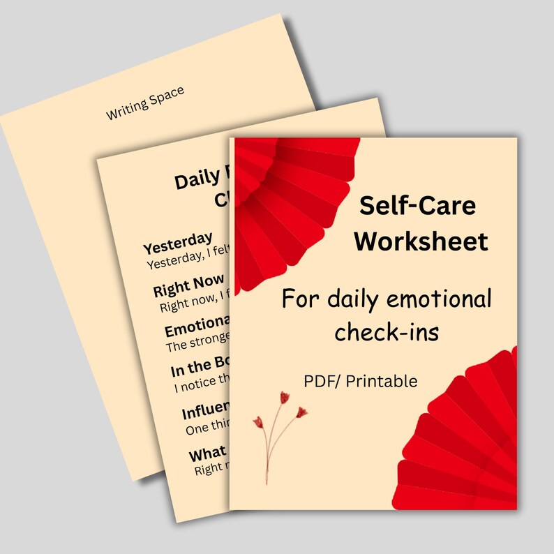 Self-care Worksheet & Daily Emotional Check-in| PDF| Printable - Etsy