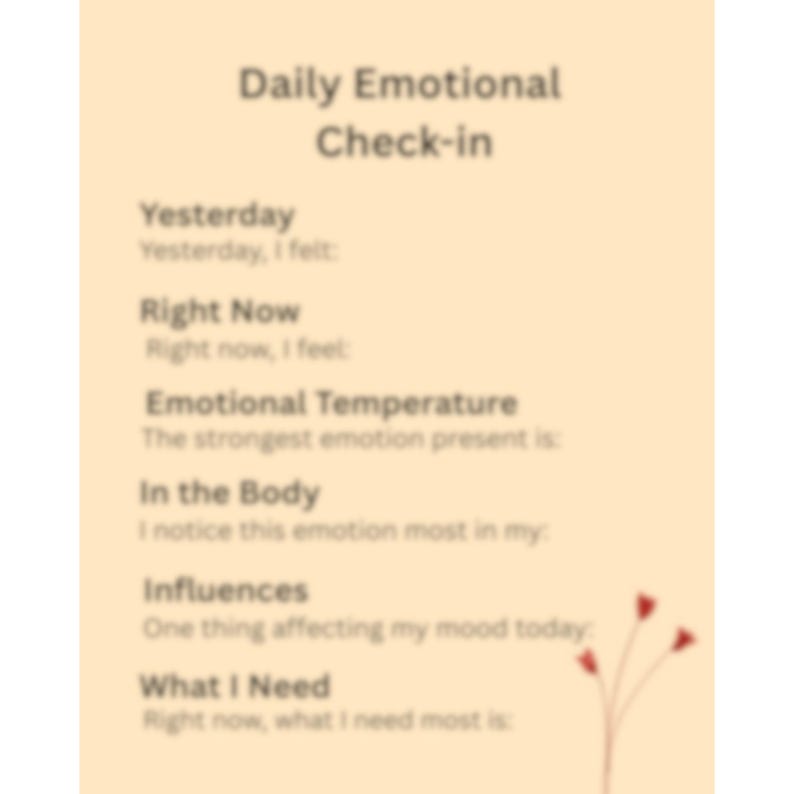 Self-care Worksheet & Daily Emotional Check-in| PDF| Printable - Etsy