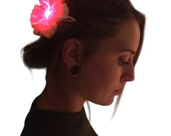 Light Up Flower Hair Clip Party Favors: Rainbow LED Carnations - 12 Pack