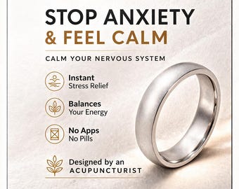 Acupuncturist Designed Stainless Steel Calm Ring – Stress Anxiety Relief Meditation Band