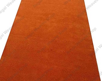 Hand Tufted Wool Rug | Burnt Orange, Solid Area Carpet For Living Room & Bedroom