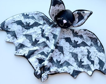 Personalized gothic baby lovey: spooky bat plush toy gift for witch baby shower