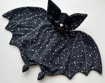 Handmade Spooky Baby lovey bat: gothic baby shower gift