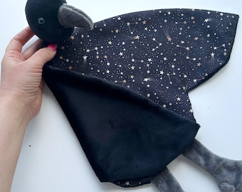 Raven baby lovey, rawen plush gothic baby gift