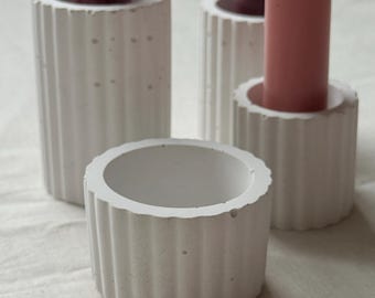 Gerippte Betonkerzenhalter - Minimalistische Stumpenkerzenhalter - Modernes Wohndekor