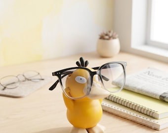 Psyduck Brillenhalter, süßer Anime Brillenhalter, Kawaii Schreibtisch Dekor, Pokemon Geschenk, Resin Brillenständer, Nerd Schreibtisch Zubehör