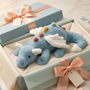 Himmel Blau Drache Plüsch Stofftier für Kinder Geburtstag Geschenk Huggable Plushie 50 cm Bild 3