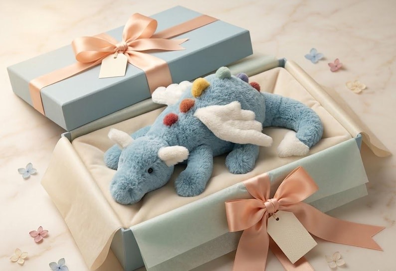 Himmel Blau Drache Plüsch Stofftier für Kinder Geburtstag Geschenk Huggable Plushie 50 cm Bild 3