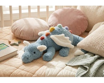 Dragão de Pelúcia Azul Celeste, Brinquedo Macio e Aconchegante para Presente de Aniversário Infantil, Pelúcia Abraçável de 50 cm