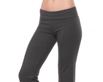 Pantalones de yoga con cintura plegable, algodón elástico, fabricados en EE. UU.