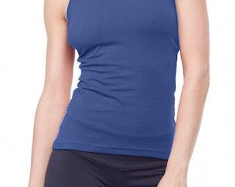 Camiseta sin mangas de mezcla de algodón con cuello alto y sujetador incorporado