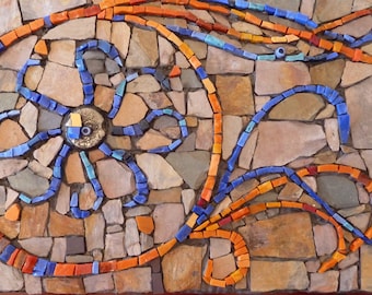 Mosaic Artwork; Mosaic mandala - Bring the Mediterranean Sea to your home.