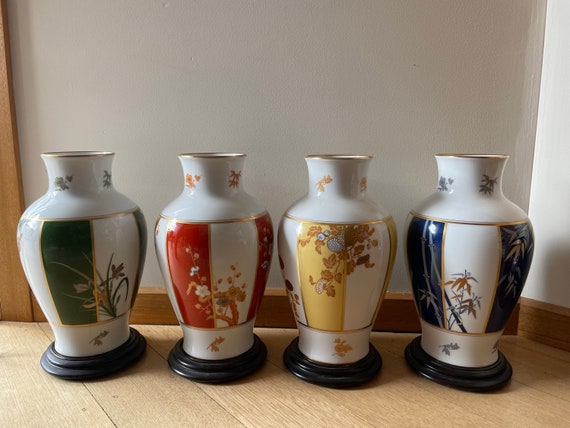 flower_ヴィンテージ Vintage Yellow Vase Flower Design From Franklin Mint