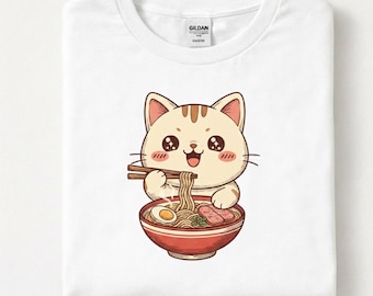 Kawaii Cat Ramen T-Shirt – Anime Noodle Lover Tee