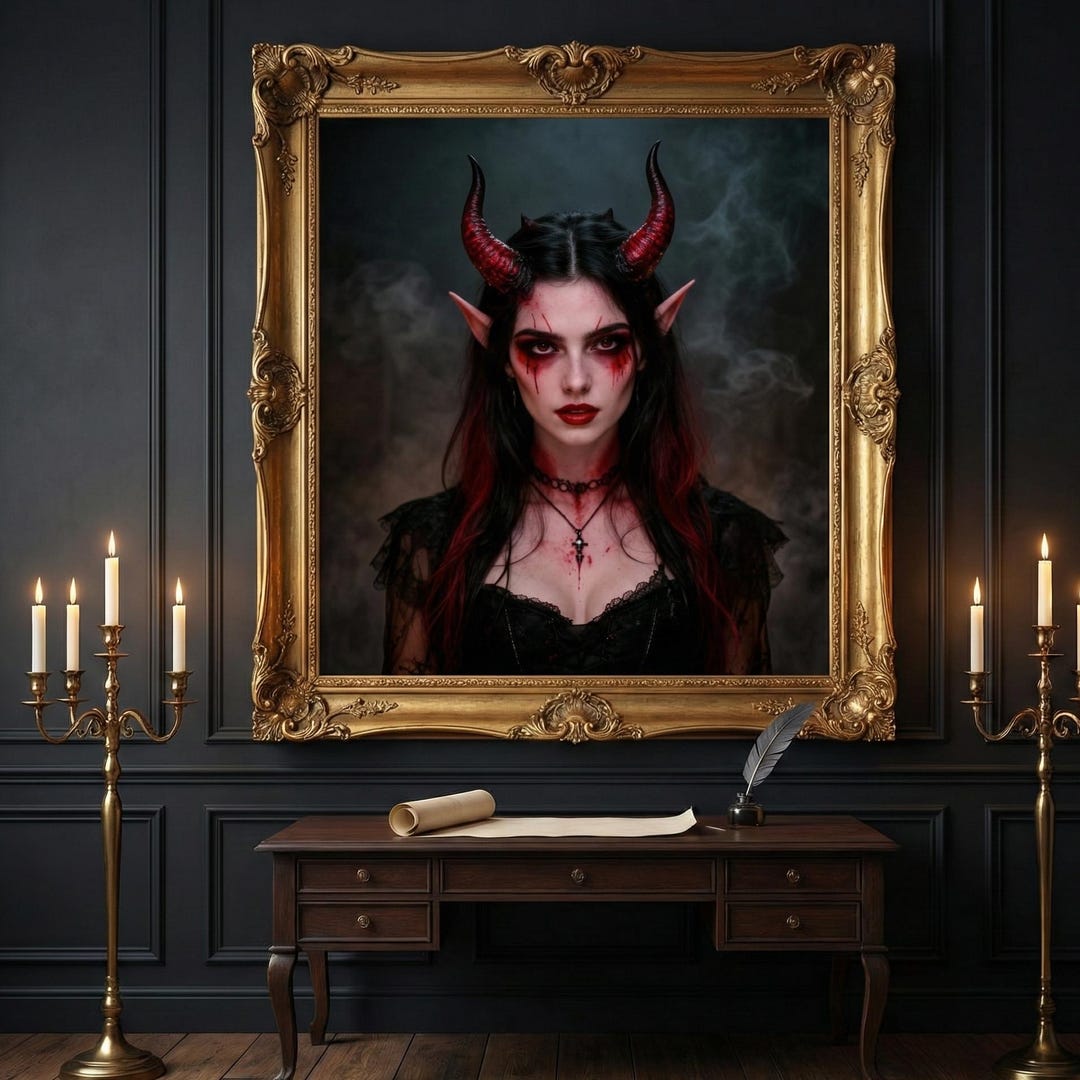 Gothic Demon Queen Wall Art Dark Fantasy Statement Digital Print - Etsy
