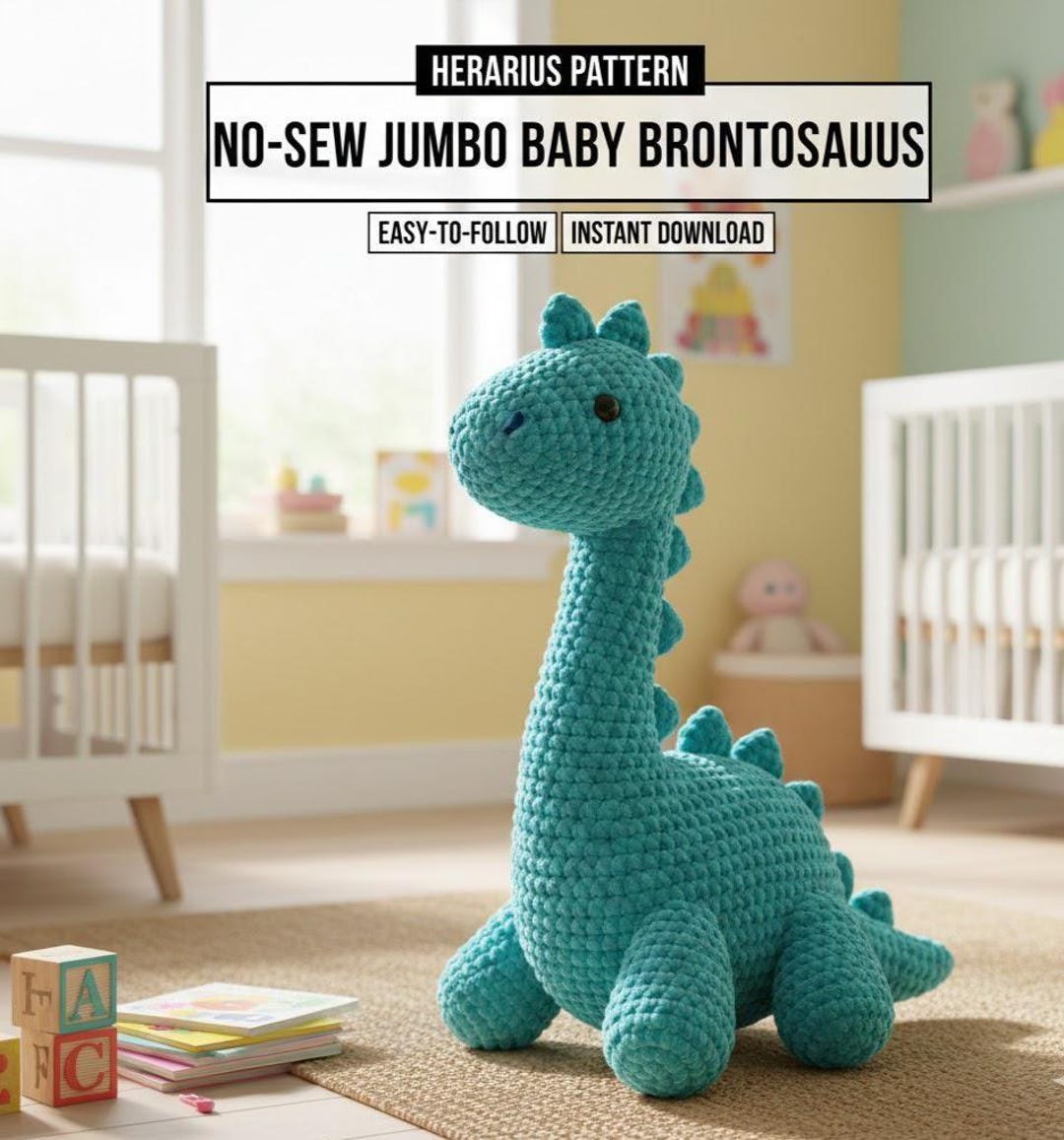No-sew Brontosaurus Crochet Pattern, Beginner Amigurumi Dino (PDF ...