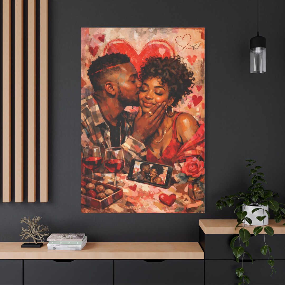 Romantic Couple Kiss Canvas - Etsy