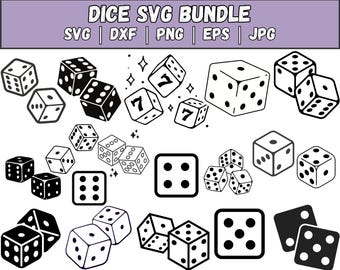 Dice SVG PNG Clipart Bundle: Casino Gambling Graphics (Digital Download)