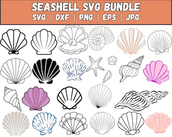Seashell SVG Clipart Bundle, Sea World Silhouette (Digital Download)