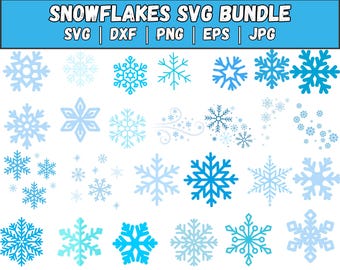 Sneeuwvlok SVG-bundel, winter gesneden bestanden (digitale download)