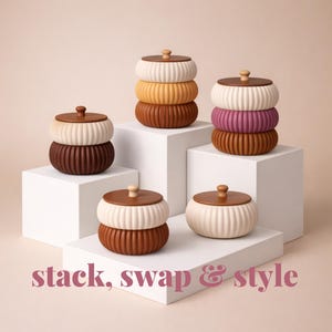 Stackable & Interchangeable Box Ribbed and Trinket Storage | Modern Home Decor