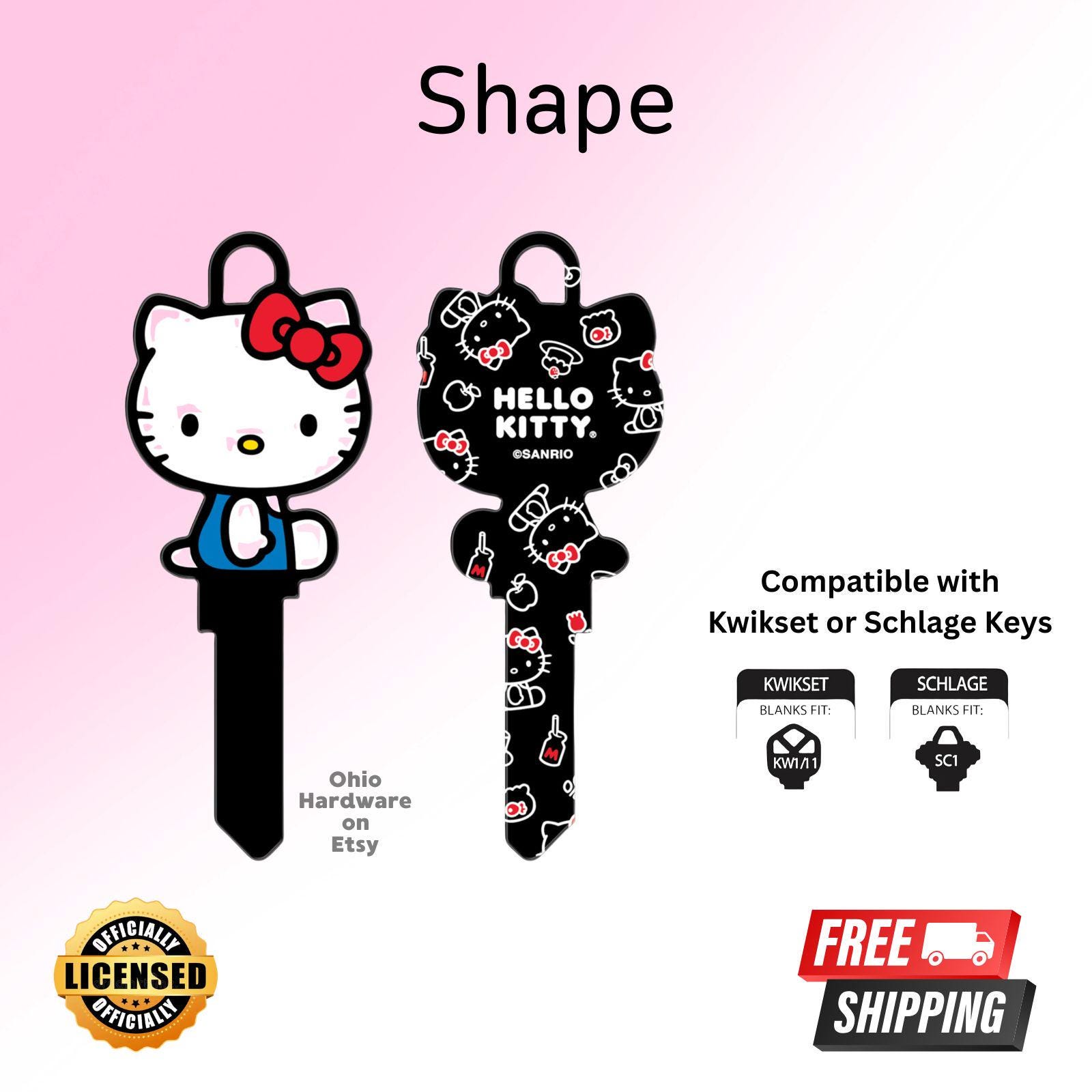 HELLOKITTYxPORTER KEYCHARM 2種セット Hello Kitty Key – Cute House Key Blanks – KW1 & SC1 – Multiple